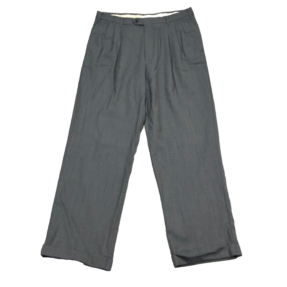 Vtg Christian Dior Monsieur Pants Mens 34x29 Gray Plaid Wool Pleated Cuffed